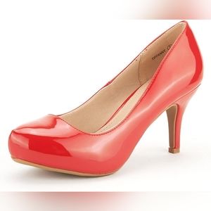 DREAM PAIRS Tiffany Women's  Elegant Low Stiletto Dress Heels Red, Size 11